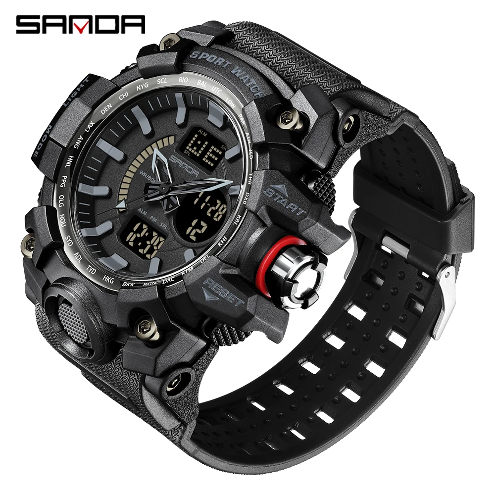 SANDA Brand G Style New Luxury Outdoor Sport Men Quartz Watch 50 M Waterproof Luminous Electronic Multifunction Hot Men\'s Watch