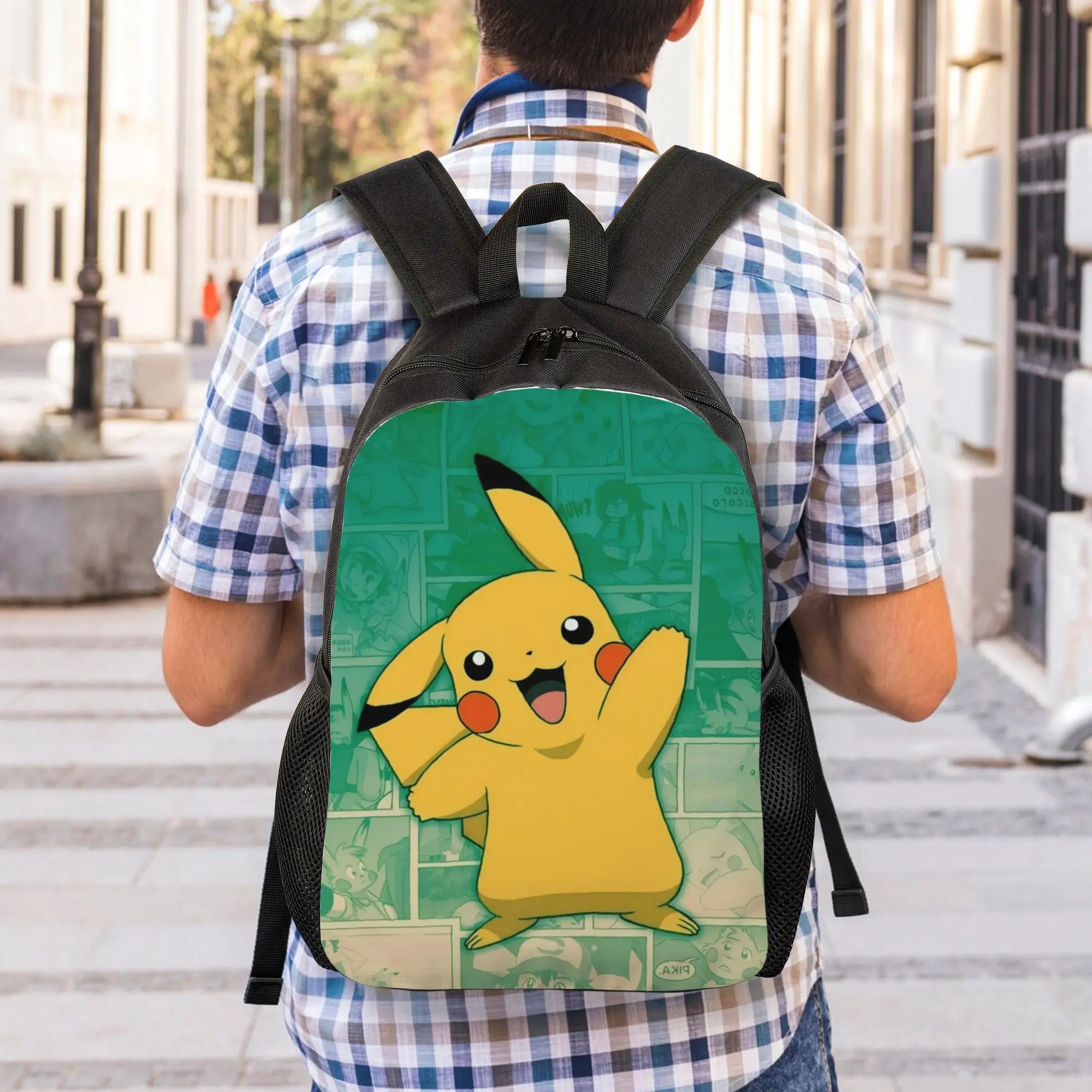 

Back to school season Pikachu with Comic Background Rucksack Pokemon Female Kawaii Backpack
