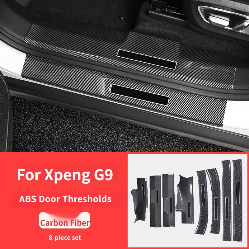 For Xpeng G9 2022-2025 Door Sill Protector Rear Bumper Protector ABS Carbon Fiber Interior Accessories Custom Fit