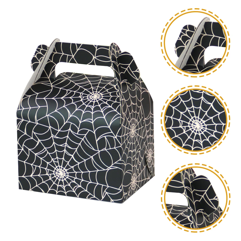 

50 Pcs Cobweb Portable Box Candy Boxes Party Favors Halloween Gift Dessert Black Small Treat