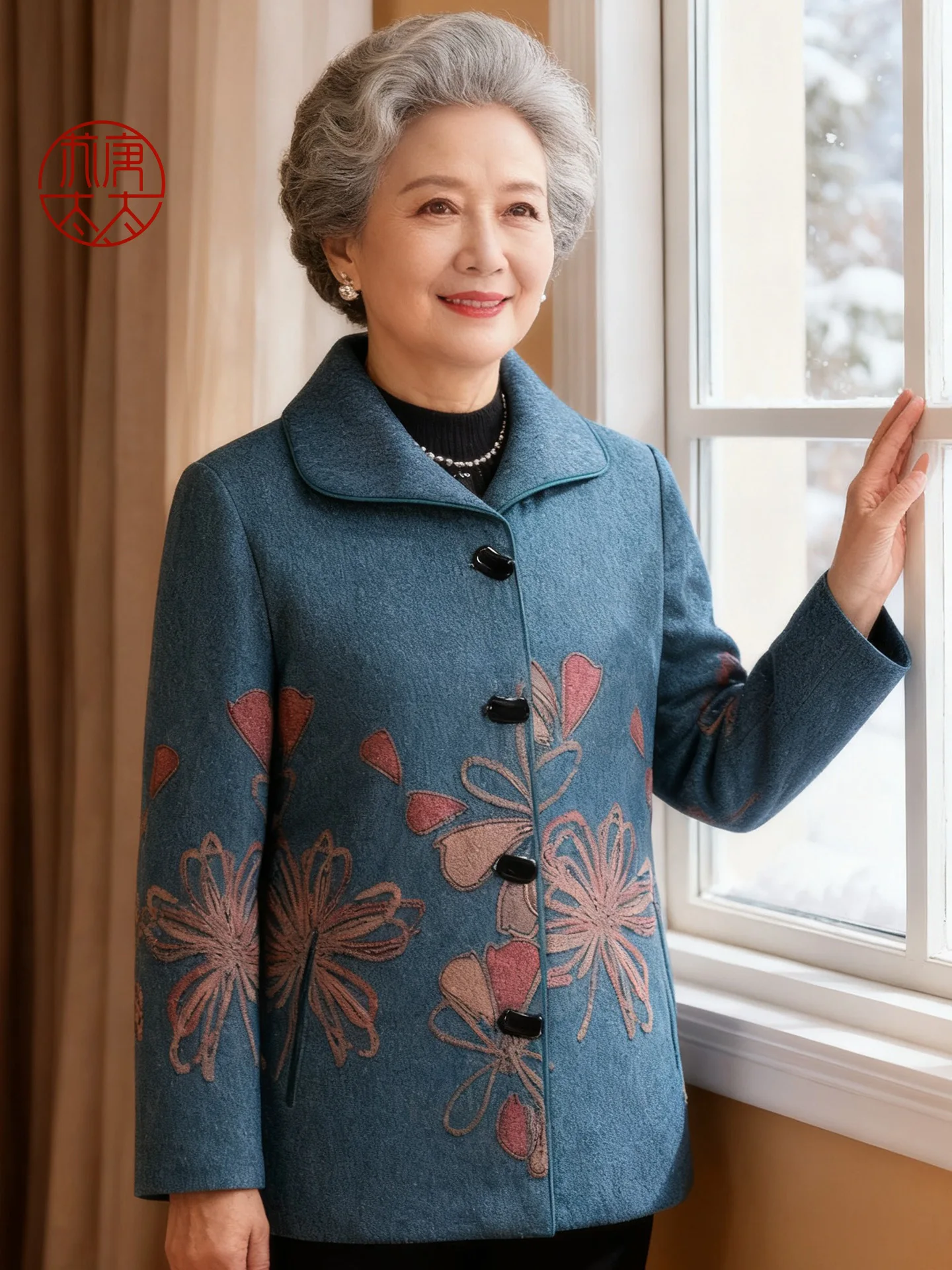 

Warm Faionable Woolen Cardigan for ly Women over 70 Autumn Wear andma Sle Long Pants Regular Sve Bird Pattern