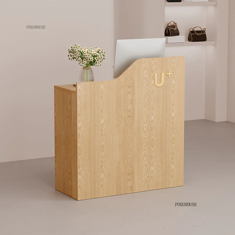 

Modern Simple Office Reception Desks Clothing Store Front Desk Cashier Cash Register Table Reception Counters Suitcases On