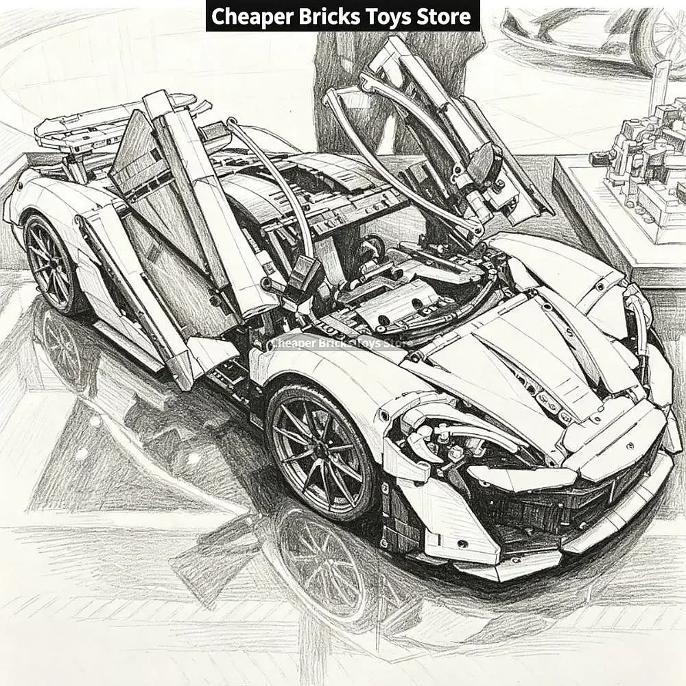 Popular 3893Pcs Technical Building Blocks Racing Car DIY Sports Car Model Christmas Birthday Gift For Friends