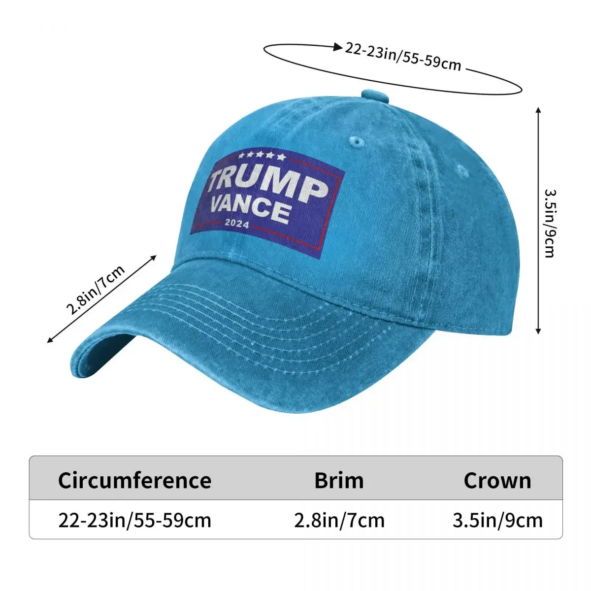 Trump Vance 2024 Campaign Logo Baseball Cap Vintage Unisex Teens Trucker Hat Sunshade Hiking Fishing Baseball Caps Birthday Gift