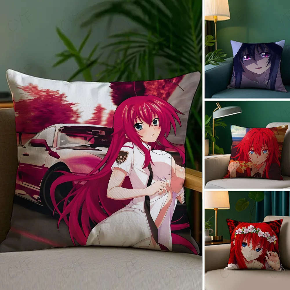 

High School DxD anime Pillow Case Anti-dustmite Pillowcase Invisible zipper silky short plush Sofa cushion cover
