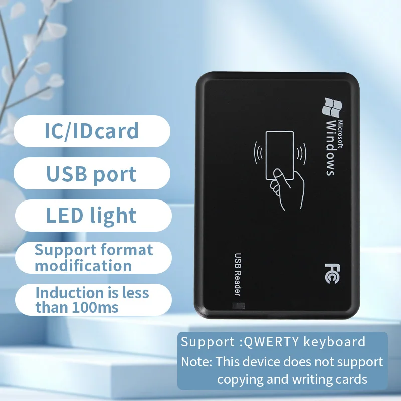 13.56Mhz 125Khz RFID Desktop Reader OTG Type C Plug Play Contactless Dual Frequency  Skimmer NFC USB Card Reader