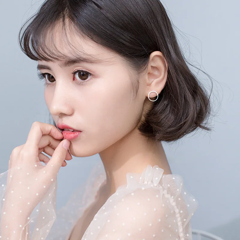 Trustdavis-pendientes de plata de ley 925 auténtica para mujer, aretes redondos huecos, joyería S925 para fiesta de boda, DA1093