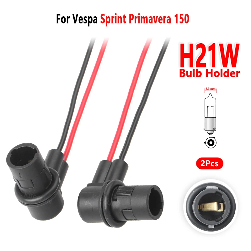 For Vespa Sprint Primavera 150 2016-2023 Turn Signal Light H21w Bulb Holder Socket Base Wire Connector 2Pc