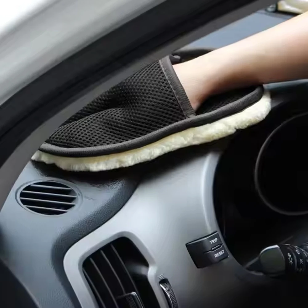 1PC Car Wash Gloves Imitation Wool Velvet Car Beauty Product Paint Wiping Cloth Waxing Thickening Glove For Washing Polishing