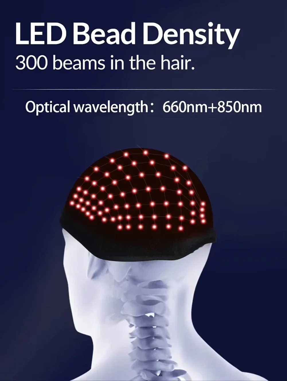 300 Stück Haarwuchskappe mit 660nm 850nm Infrarot-Rotlicht zur Aktivierung der Haarfollikel für das Nachwachsen und zur Behandlung von Haarausfall – Detail 6