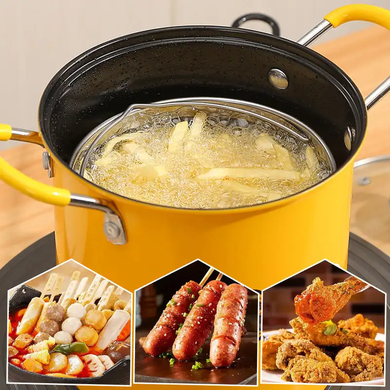 Multifunctional Household Mini Fryer Deep Frying Pan Household Fuel-Efficient Small Frying Pot Mini Multi-Functional Frying Pot