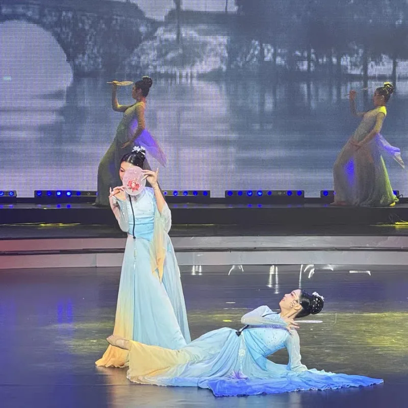 Chinese Style Elegant Big Skirt Art Test Costume Children's Classical Dance Costume