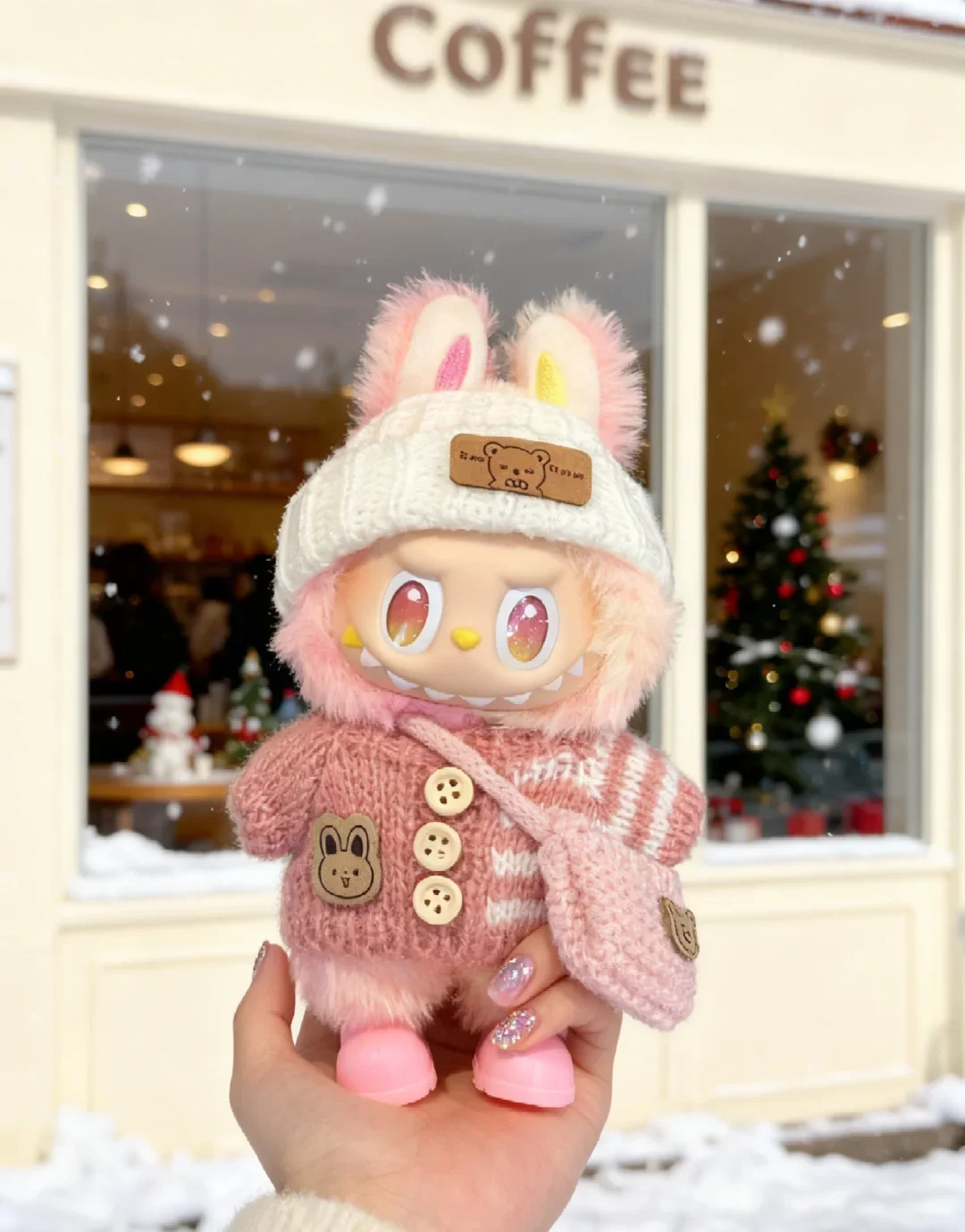 For Labubu Doll Clothing Sweater Set Clothing Hat 17cm First and Second Generation Doll DIY Accessories Christmas Party Gift