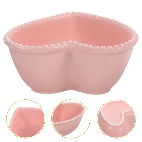 High Quality Heart Shaped Ceramics Bowl Pink Safe for Dessert Salad Fruits Chips Hot Dishes Home Kitchen Dessert Bowl
