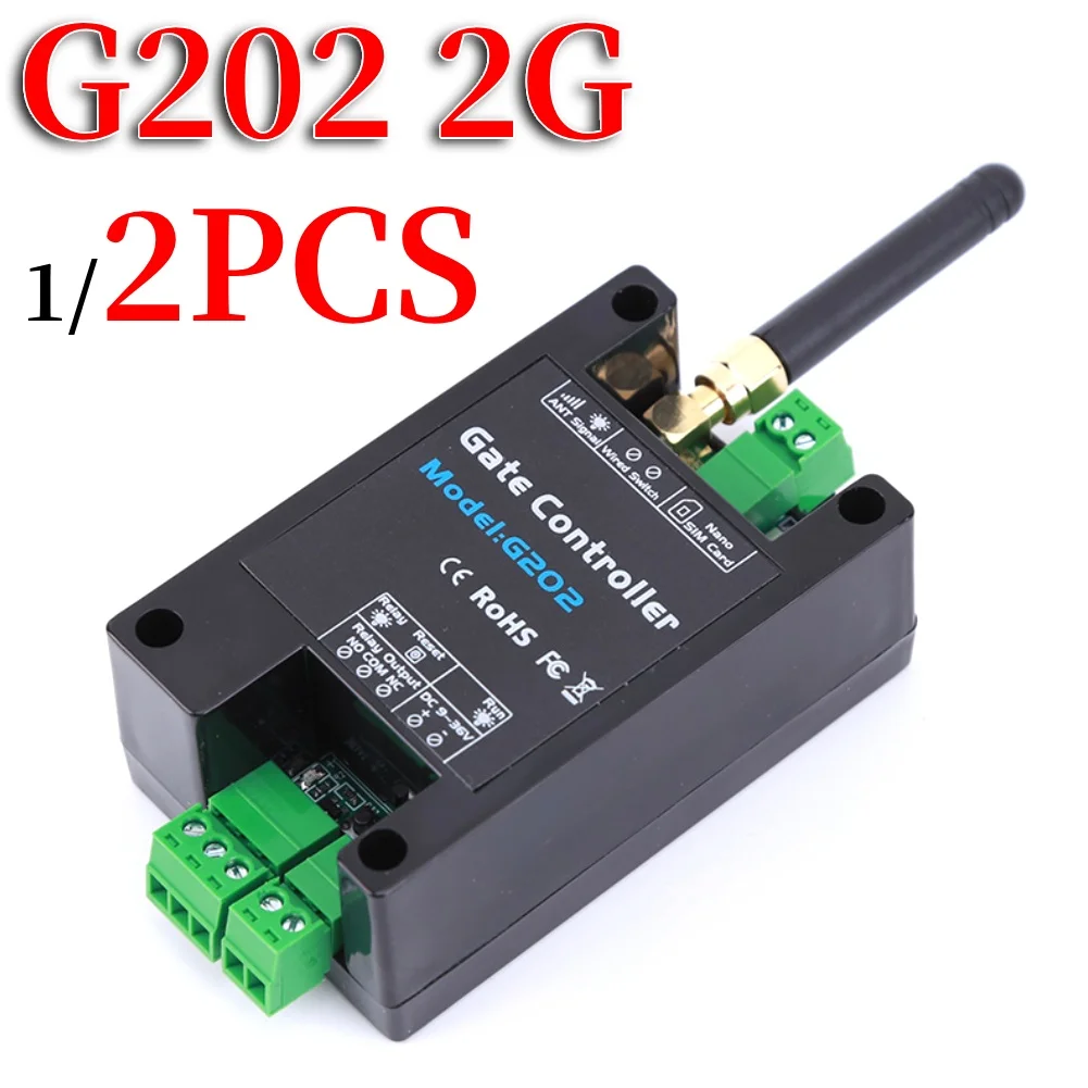 1/2PCS GSM 2G LTE Gate Opener G202 SMS Remote Control Single Relay Switch For Sliding Swing Garage Gate Opener Replace RTU5024