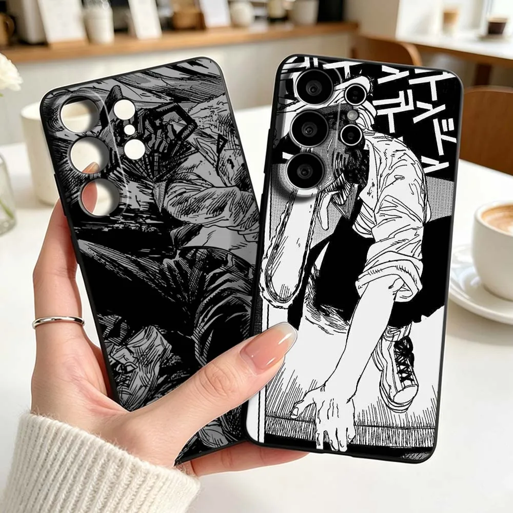 Anime C-Chainsaw Man For Samsung Galaxy S26 S25 S24 S23 S22 S21 S20 Pro Edge Ultra Plus FE 5G Black Cover Phone Case