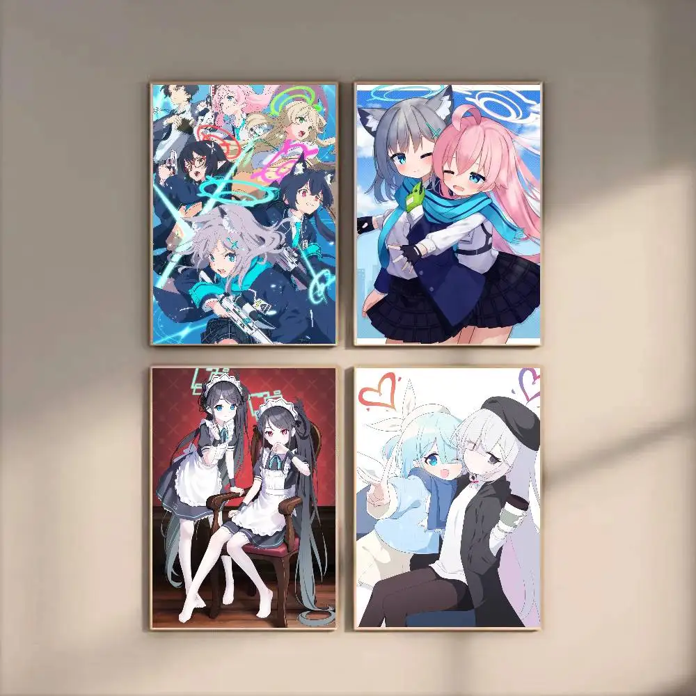 Animation Blue Archive Poster Art Sticky Wall Waterproof Home Living Room Bedroom Bar Aesthetic Decoration
