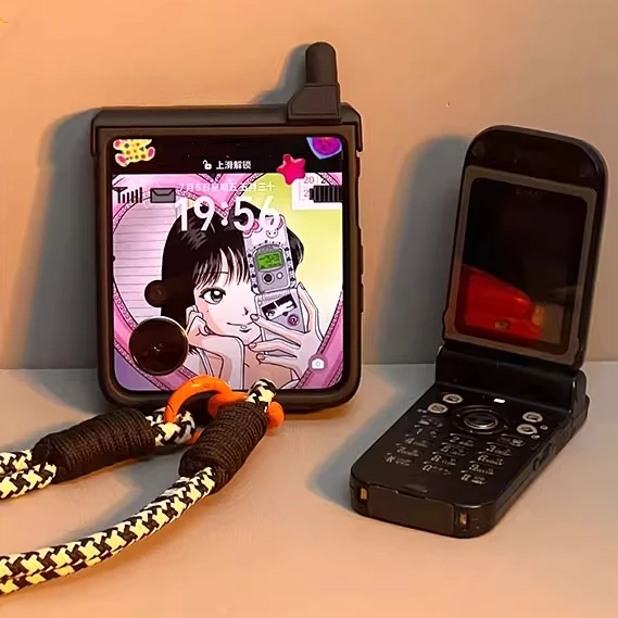 Korean Cute Mobile Phone Model Case For Samsung Galaxy Z Flip 7 Flip 6/5 Lovely Girl Cover For Motorola Razr 60 Razr 50 40 Ultra - náhled 2