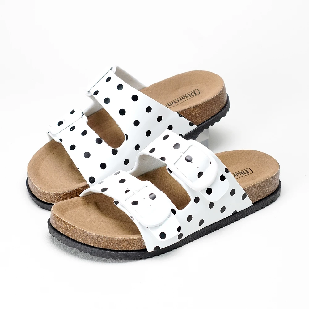 Polka-Dot Doppelriemen-Pantoffeln, Damen-Sandalen mit Verstellbarer Schnalle, Bequeme Flache Schuhe für den Täglichen Outdoor-Gebrauch – Detail 3