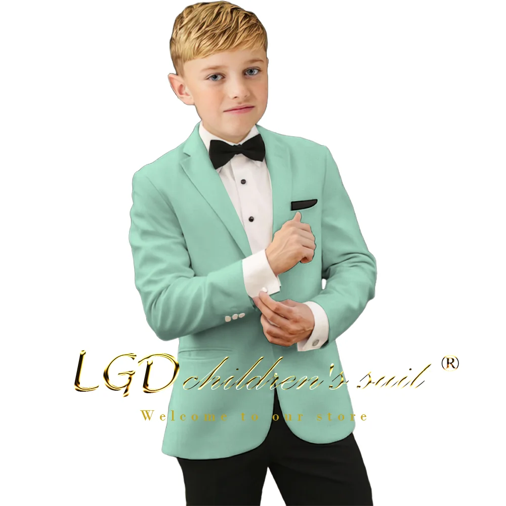 Boys\' ivory wedding suit, black trousers (jacket + pants) suit - customized tuxedo suitable for children aged 2~16