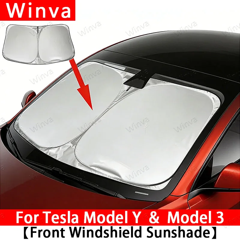 

Солнцезащитный козырек для лобового стекла Tesla Model Y 3 2017-2025 2026, складная защита от солнца для переднего окна, аксессуары для защиты от нагрева