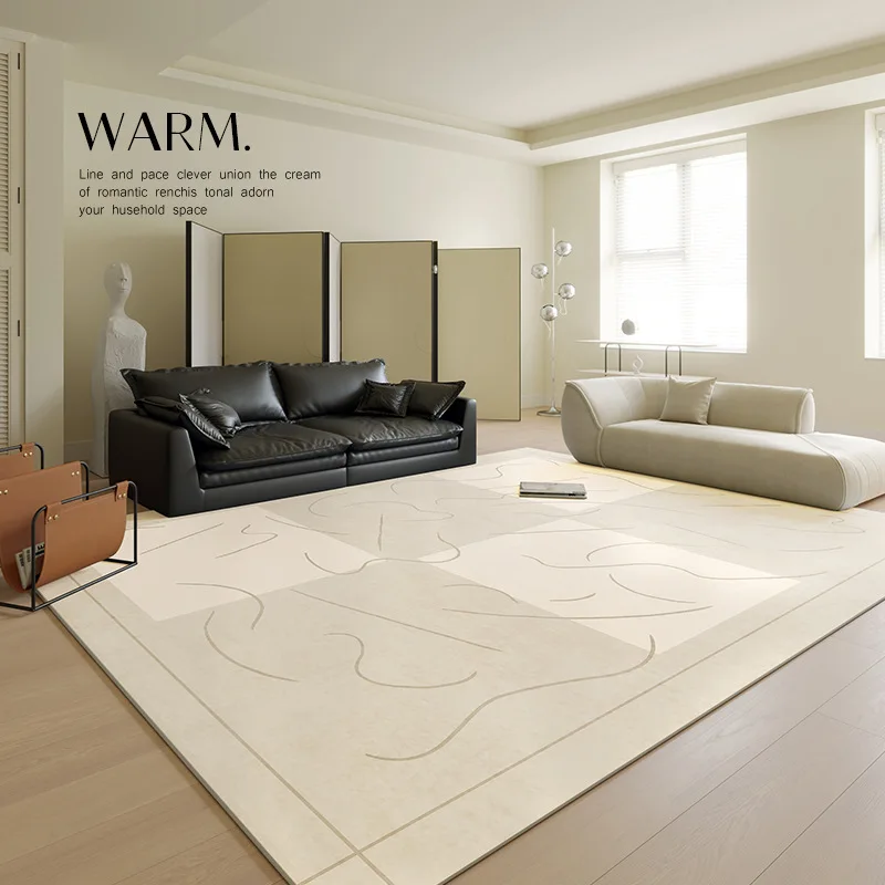 Cream Style Beige Living Room Carpet Minimalist Modern Sofa Area Floor Rug Soft Large Customize Home Carpet Bedroom Study Floor