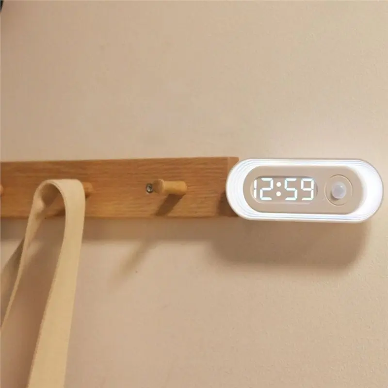 AB33-Motion Sensor Wall Clock Night Light Bathroom Study Night Light Smart Wall Clock LED Motion Sensor Light LED Motion