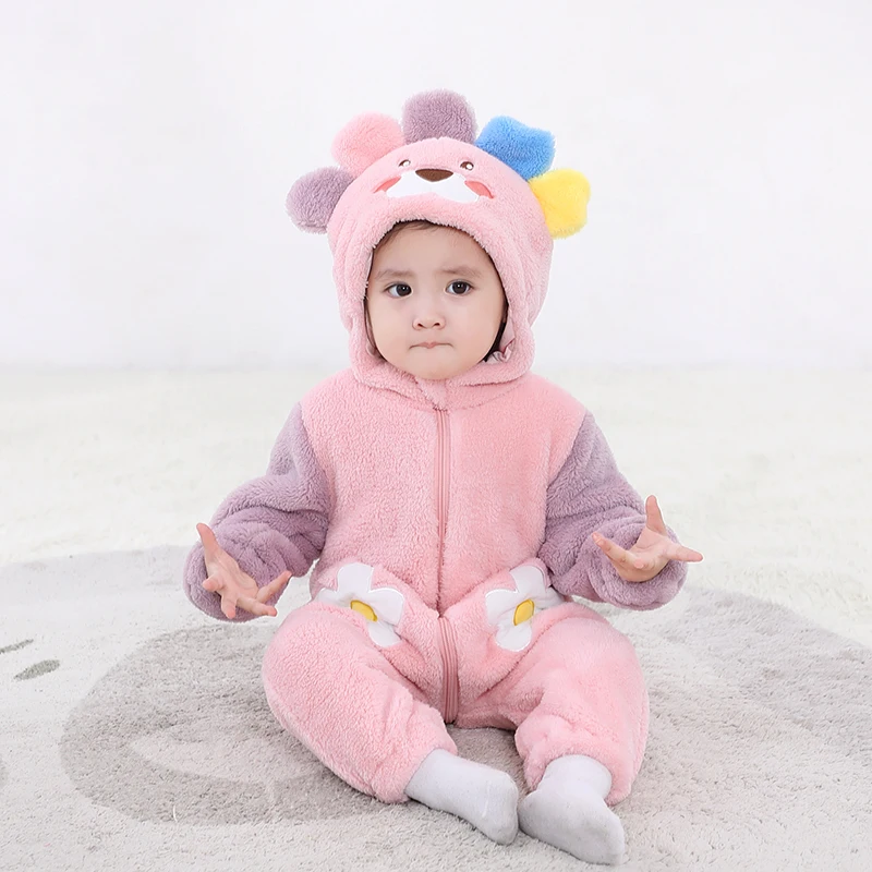 

Baby Girl Clothes Lovely Flowers Infant Winter Romper Hooded Warm Overall Jumpsuit Ropa bebe Bodysuit Halloween Festival Onesie