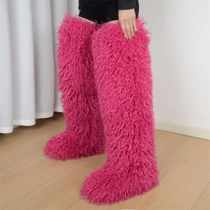 

Высокие сапоги, женские сапоги до бедра из искусственного монгольского меха, женские сапоги до колена из искусственного меха, зимние теплые женские зимние сапоги на меху внутри