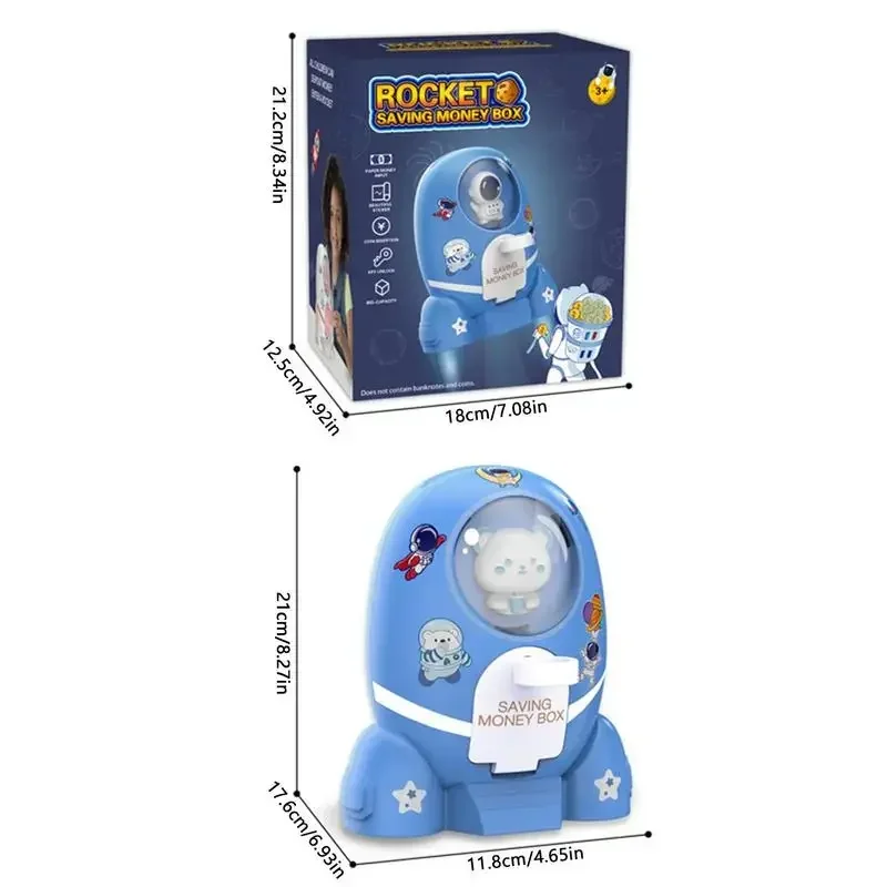 Children Rocket Astronaut Saving Money Box Toys Kids Cute Aviation Piggy Coin Bank Cartoon Sticker Home Decor Birthday gifts
