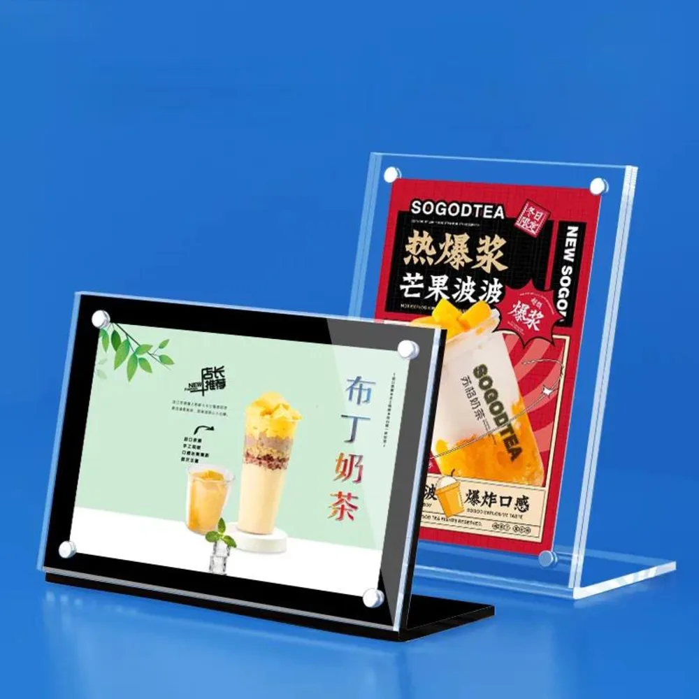 A5 148x210MM L Shape Magnetic Picture Photo Poster Frame Acrylic Sign Holder Restaurant Menu Paper Price Label Card Tags