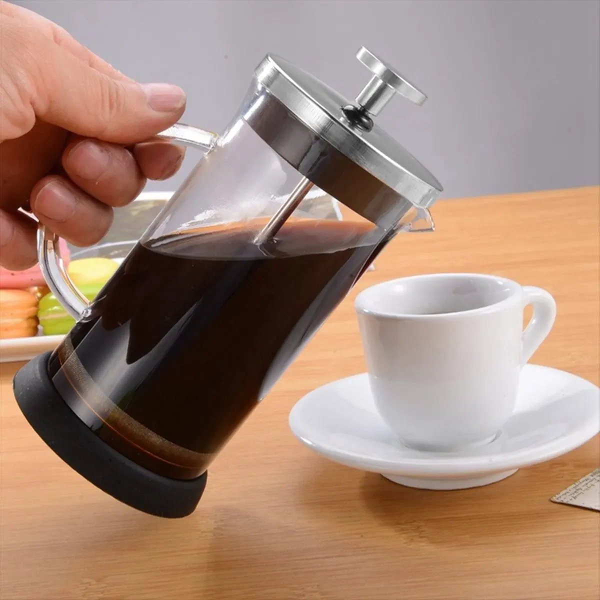 ABYA French Press Coffee Pots Stainless Steel Glass Coffee Maker Multifunctional Hand Punch Pot Coffee Accessories 1000ml