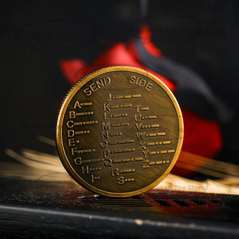 Morse Code Silvery Commemorative Coin - Unique Collector's Coin with Engraved Morse Code Message, for History Buffs, Gift Giving