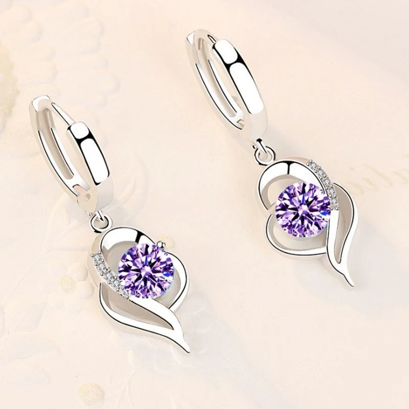 Pendientes Plata Esterlina Zirconia Multicolor - close-up view