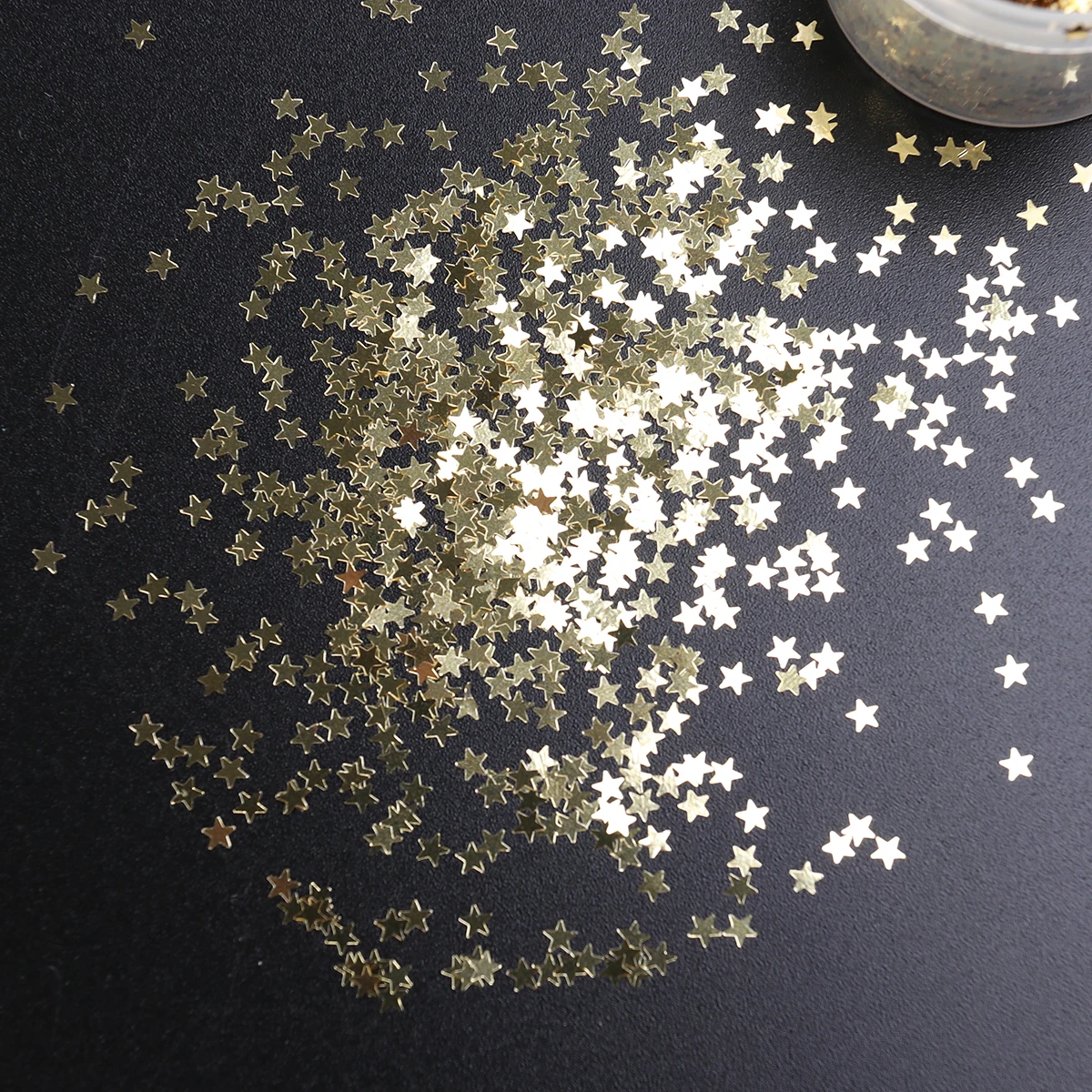 

Five-Pointed 3mm Star Sequins Nail Art Organizer DIY Craft Mobile Phone Shell Accessories Party Wedding Decoration Golden