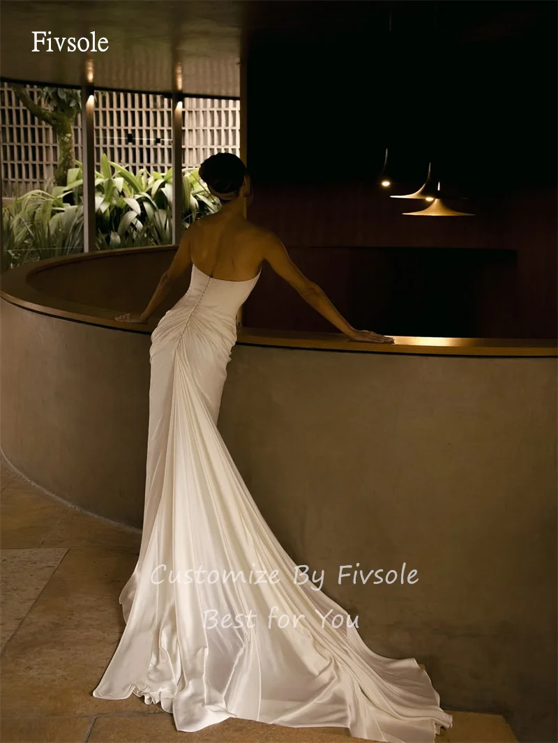 Fivsole Einfaches trägerloses Meerjungfrau-Hochzeitskleid, rückenfreie Kappe, Brautkleider, bodenlanges Hochzeitskleid, Robe de Mariée, individuell gestaltet