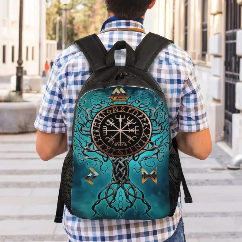 Viking Yggdrasil Mochila Árvore da Vida para Homens, Escola, Mochila para Estudantes Universitários, Fits 15 "Laptop, Valhalla Vegvisir Bolsas