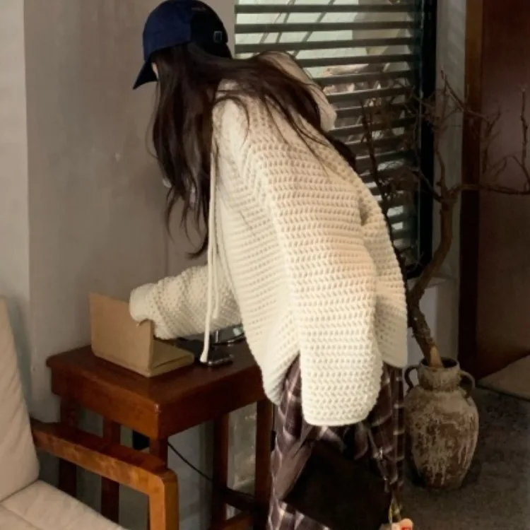 المرأة شيك فضفاض المجهزة هوديي سترة Thiened الصنوبر نمط الخريف الشتاء Faion بسيط الرجعية Aosphere الشعور