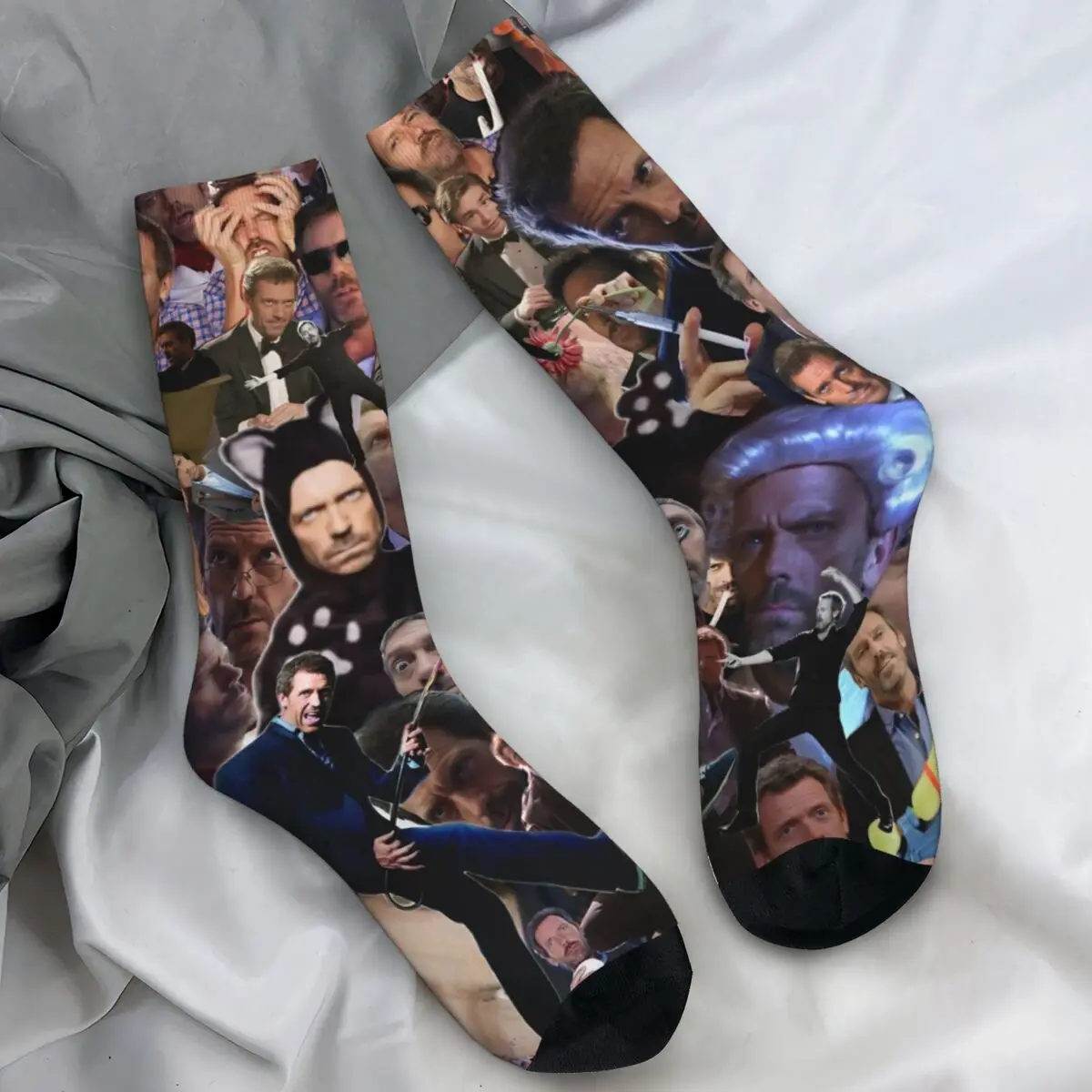 

Men Socks Dr. Gregory House Television Photo Collage Stockings Winter Harajuku Breathable Socks Design Running Anti-Slip Socks