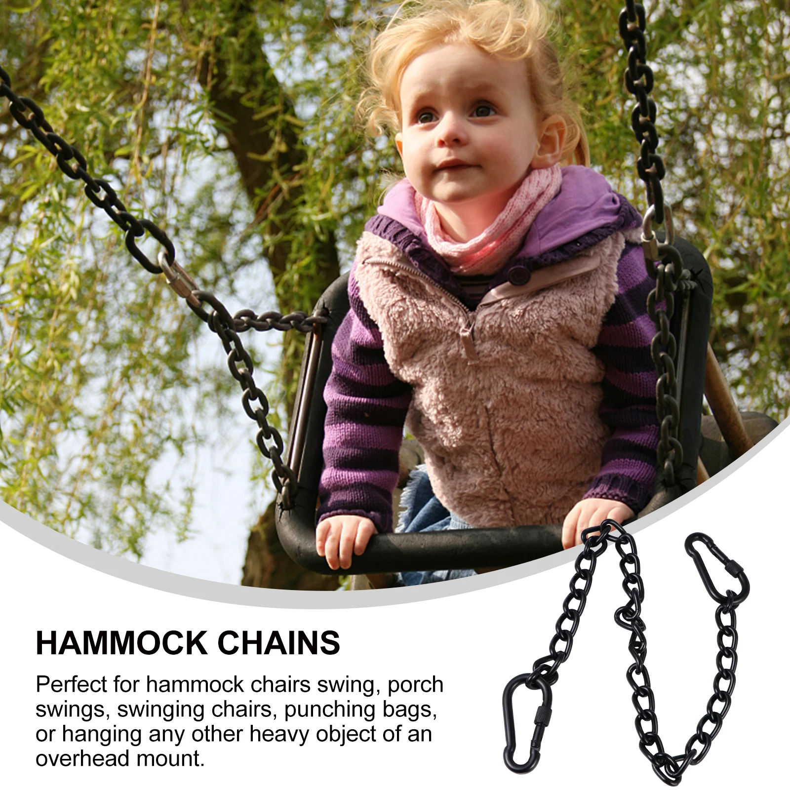

Adjustable Stainless Steel Swing Chain Heavy Duty Hanging Chains For Hammock Chairs Porch Swings Punching Bags Outdoor