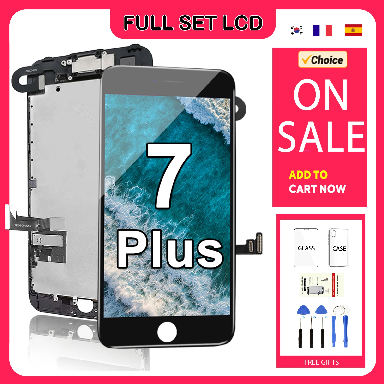 Full Set Screen For iPhone 7 Plus 7P LCD Display Assembly Replacement Complete Touch Digitizer with Front Camera A1661 A1784
