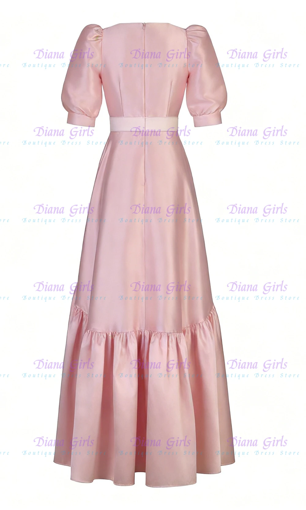 Quality Elegant Customisable Girls Flower Girl Dress Pink Satin Fluffy With Belt For Wedding Ball Dresses Kids Birthday Gowns