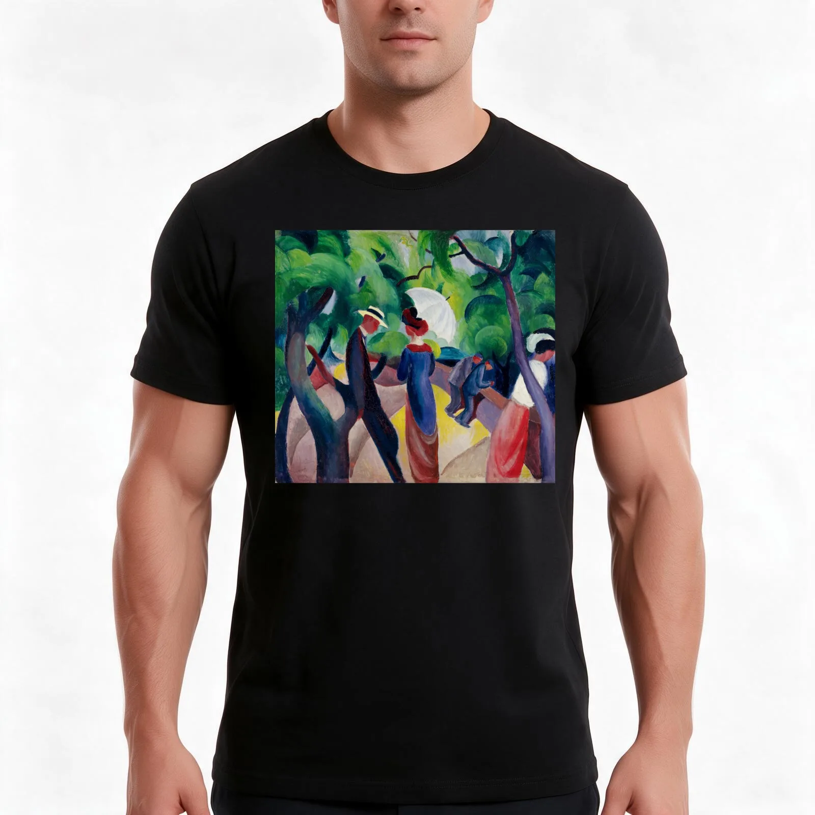 August Macke Promenade T-Shirt Summer Casual Cotton Tee Oversized Streetwear Tops Vintage Graphic Print Unisex Men Women
