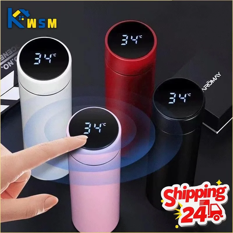 500ml Stainless Steel Thermos Cup with Temperature Display Outdoor Vacuum Insulated Divided Bottle Travel Mug Fathers Day Gift
