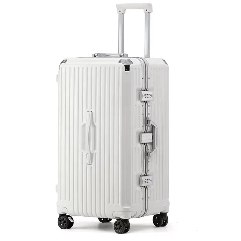 Large Capacity Travel Luggage Aluminum frame Suitcase Trolley Case 24/28/30 inch Travel Suitcase with Cup Holder Boarding Case