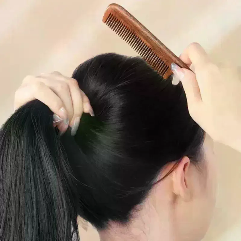 Natural Sandalwood Hair Comb 20cm Fine Tooth Thickened Sharp Tail Anti-static Hairdressing Comb For Styling And Grooming