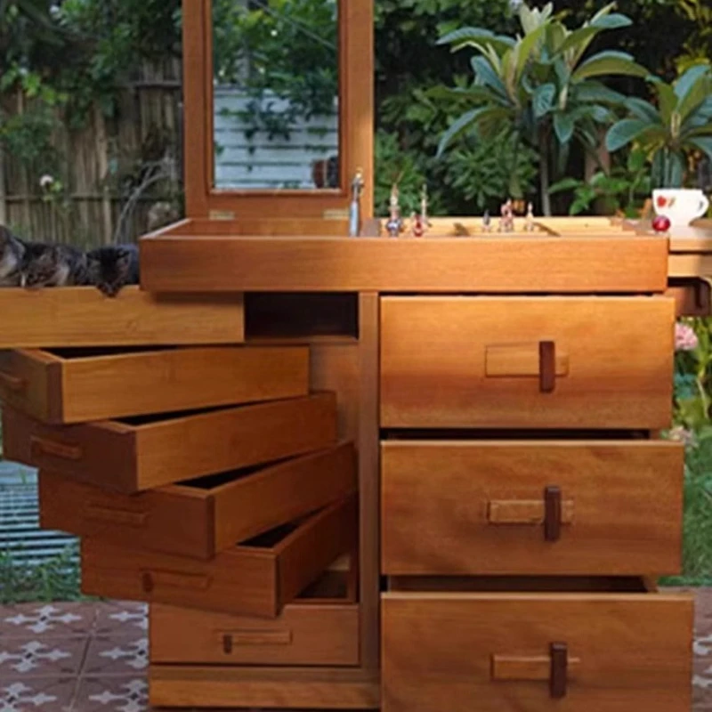 

Medieval solid wood multi-functional storage cart Chinese style cosmetics storage cabinet retro style art raw p