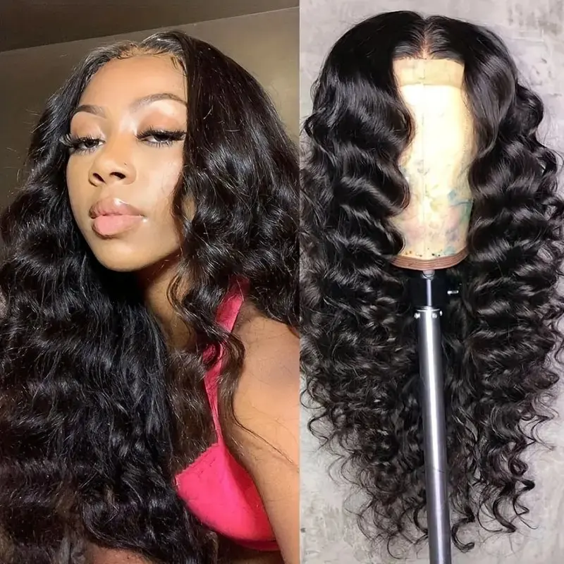 Rosabeauty 250% Density Deep Wave 13x4 HD Lace Front Human Hair Wigs 5X5 Preplucked Glueless Ready To Go Curly Wig 40 Inches