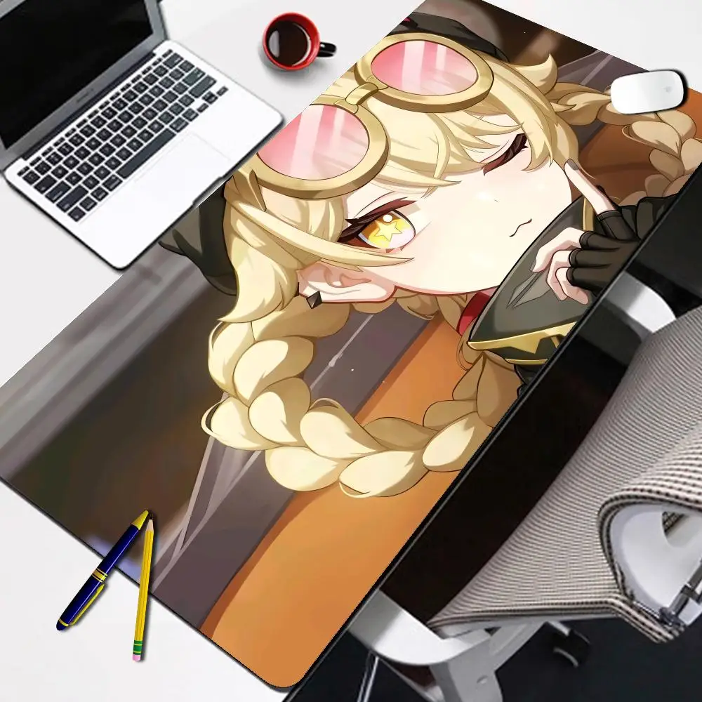 

New Mouse Mat Genshin Impact Jahoda Desk Mat Anime Cute Girl Mousepad Kawaii Desk Mat 900x400mm Non-slip Rubber HD Keyboard Pad