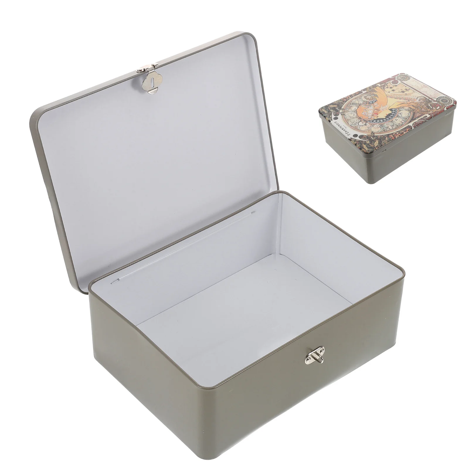 

Small Vintage Tinplate Box Lock Tin Case Candy Jewelry Storage Container Wedding Party Gift Holder Decorative Tinplate Storage